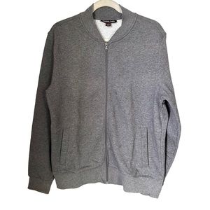 Michael Kors Mens Large Gray Long Sleeve Full Zip Sweater Pockets Mock Neck